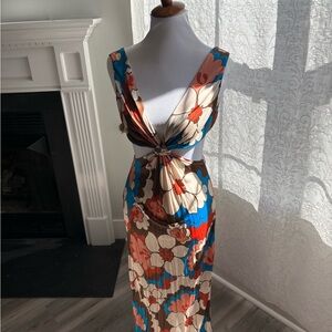 Ronny Kobo Multicolor Floral Backless Dress